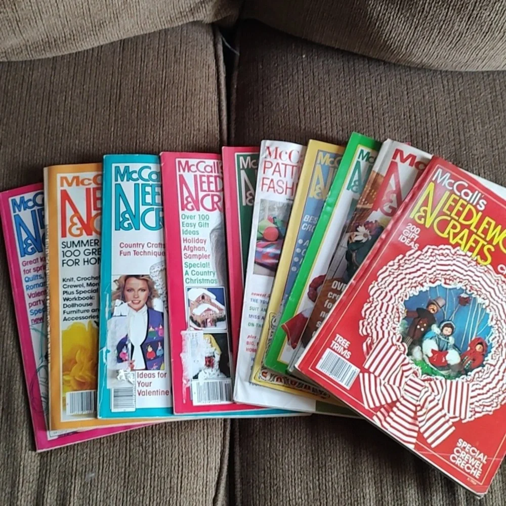 Vintage Craft Patterns, McCalls Needlework and Crafts Magazine Lot Of 10